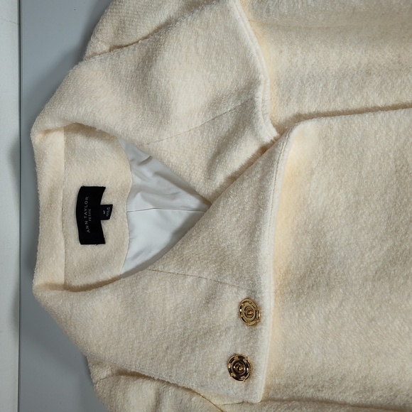 Ann Taylor cream ivory wool blend belted coat M petite - Picture 7 of 15